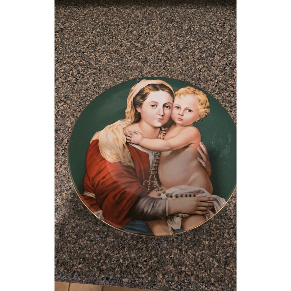Haviland Limoges Madonna & Child Murillo Decorative Plate Gold Edge 1975 VTG